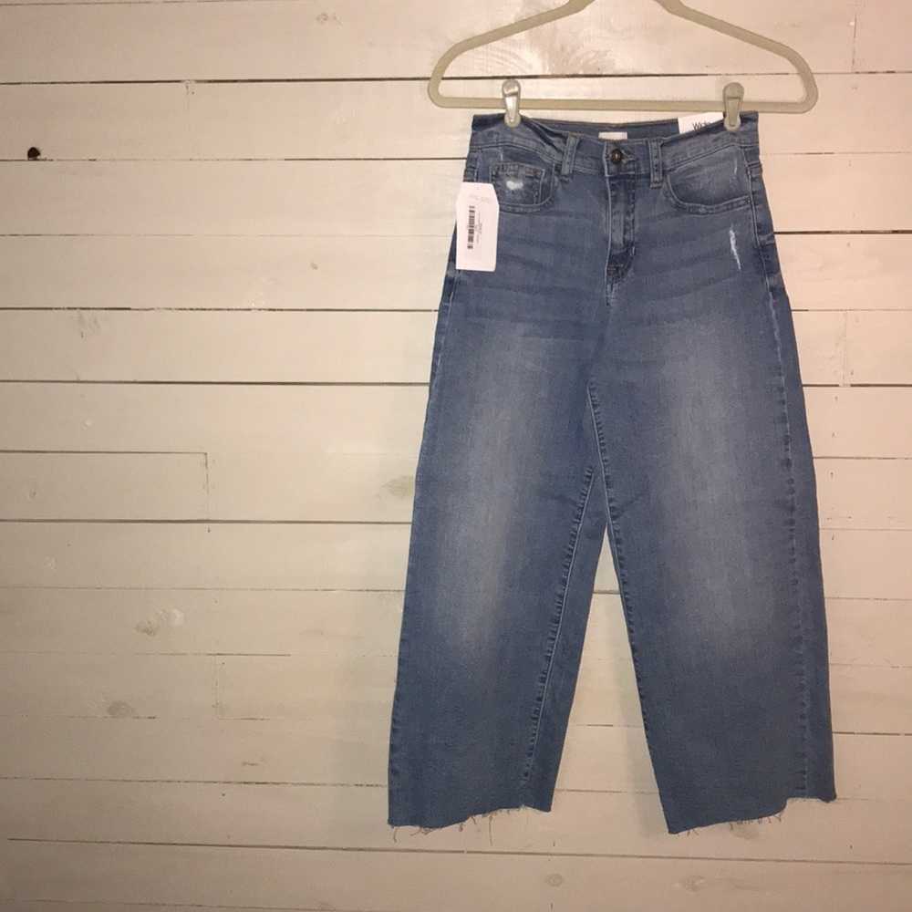Sneak Peek Wide Leg Cropped Mom Jeans